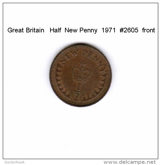 GREAT BRITAIN    HALF  NEW PENNY  1971   (KM # 914) - 1/2 Penny & 1/2 New Penny