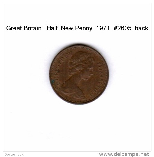 GREAT BRITAIN    HALF  NEW PENNY  1971   (KM # 914) - 1/2 Penny & 1/2 New Penny