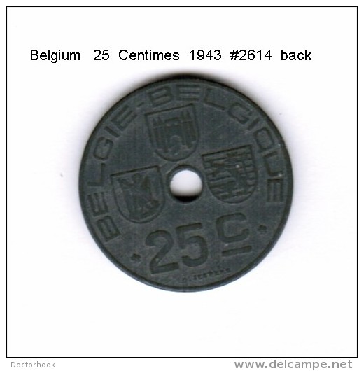 BELGIUM    25  CENTIMES  1943   (KM # 131) - 25 Cents