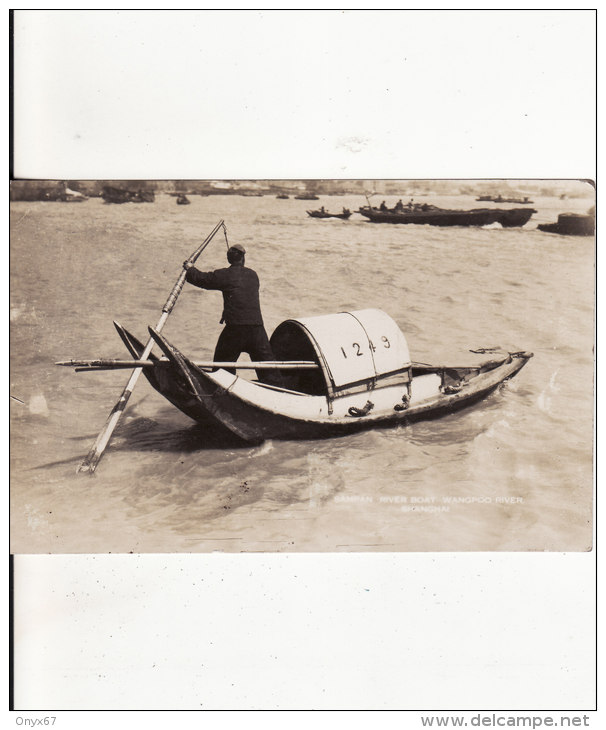 Carte Postale Photo SHANGHAÏ (Chine) Sampan River Boat Wangpoo River-Bâteau-Barque-Pirogue  - VOIR 2 SCANS - - China