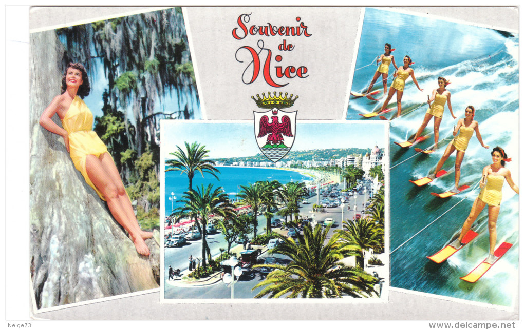 Carte Postale Des Années 60 - Nice - Vues Multiples Dont Une Avec Des Skis Nautiques - Water-skiing