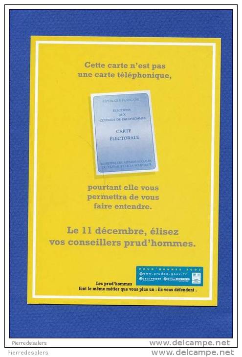 NC.CP - Election Des Prud'hommes En 2002 - Carte électorale - Publicité Pour....- Patronnat - Ouvrier - 2 Scans - Political Parties & Elections