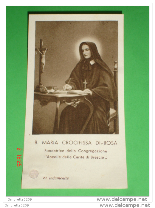 Reliquia - Beata Maria Crocifissa Di Rosa - Fondatrice Ancelle Carità Brescia   - Santino Stab.Pezzini Milano - Santini