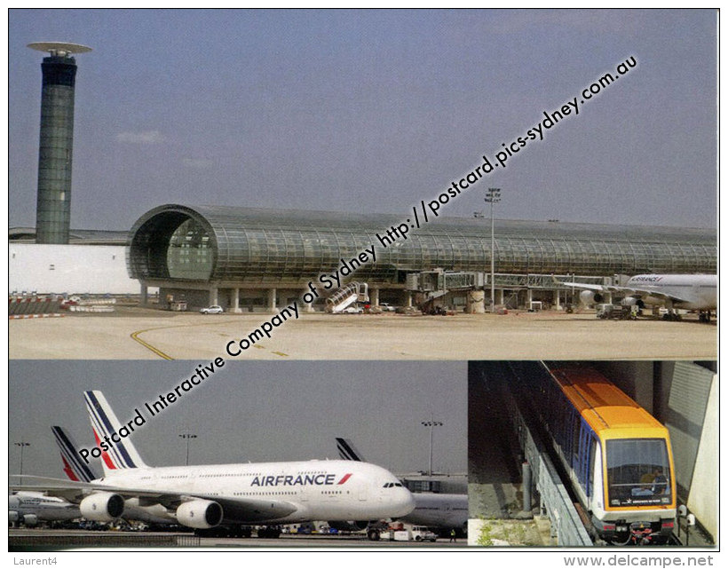 World Airport - France - Charles De Gaulle Airport + Air France Airbus A380 + Inter Terminal Railway Train - Aerodrome