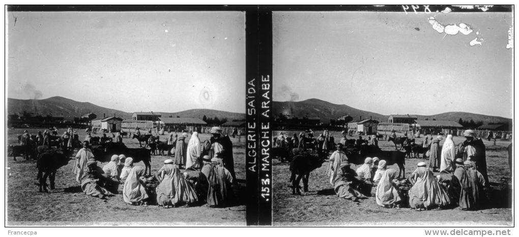 Plaque Photo - PP - 0001 - ALGERIE - SAÏDA - Marché Arabe - Plaques De Verre