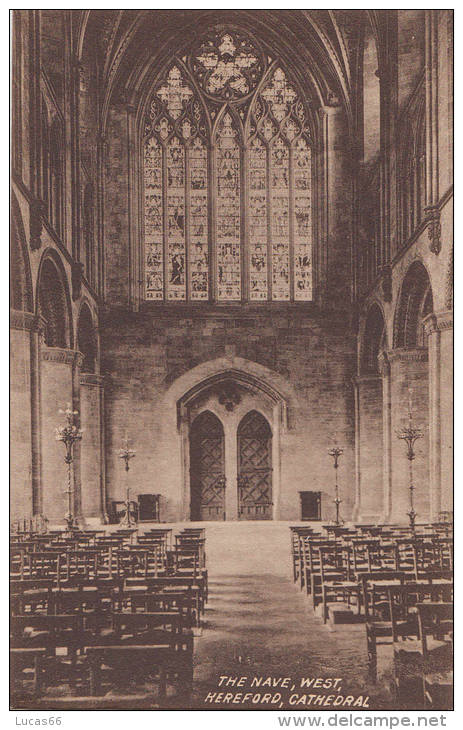 C1930 HEREFORD CATHEDRAL - NAVE WEST - Herefordshire