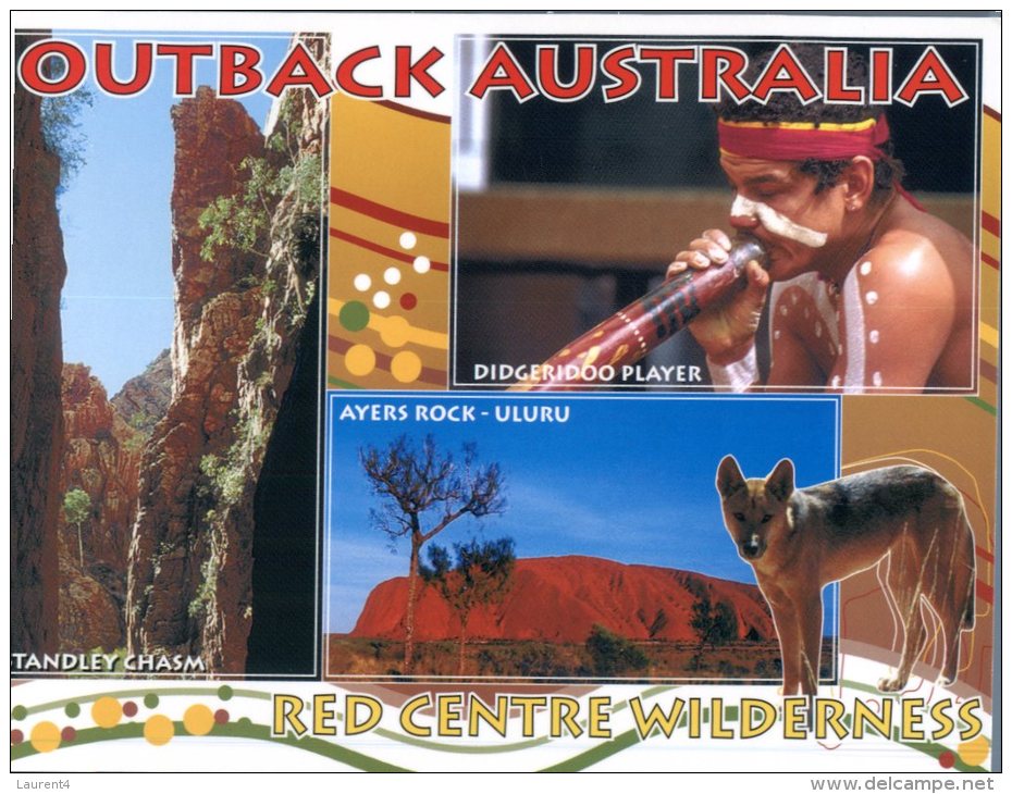 (467) Australia - Outback Australia - Dingo And Aborigine Men Playing Didgeridoo - Outback