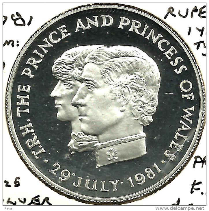 MAURITIUS 10 RUPEES DIANA &CHARLES WEDDING FRONT QEII HEAD BACK 1981 AG SILVER PROOFKM46a READ DESCRIPTION CAREFULLY !!! - Maurice