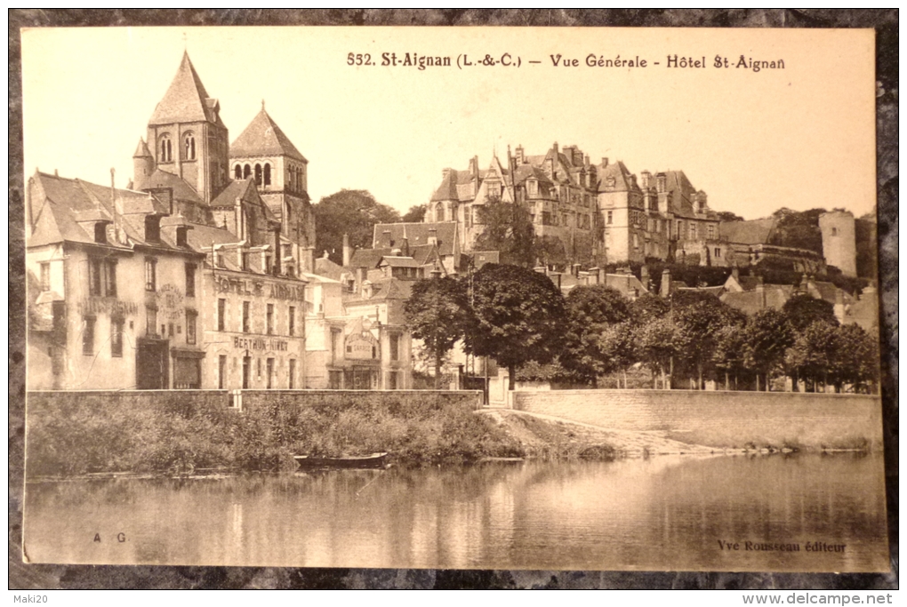 (41).SAINT-AIGNAN.LOT DE 2 BELLES CPA.VUE GENERALE.ESCALIER DU CHATEAU.TBE. - Saint Aignan