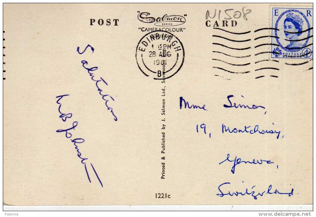 755 - Postal  Edinburgh 1961 Inglaterra - Lettres & Documents