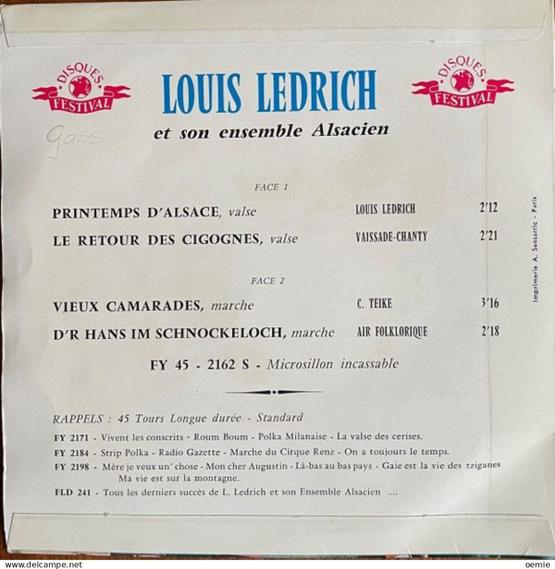 LOUIS  LEDRICH  °  PRINTEMPS  D'ALSACE - Instrumental