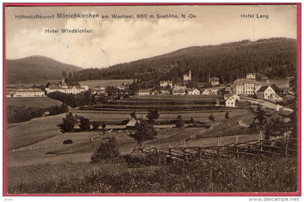 MONICHKIRCHEN ( Near Neunkirchen ) Hotel Lang , Hotel Windbichler ( Austria ) Travelled 1913. * Osterreich - Neunkirchen