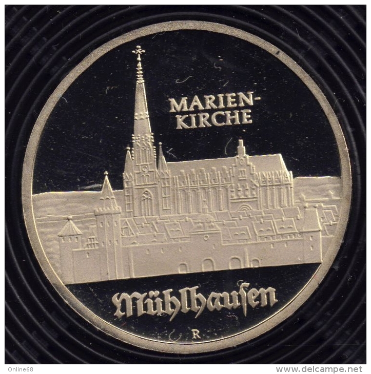 DDR RDA 5 MARK 1989 MARIENKIRCHE MÜLHAUSEN   	KM# 130 PP  PROOF - 5 Marchi