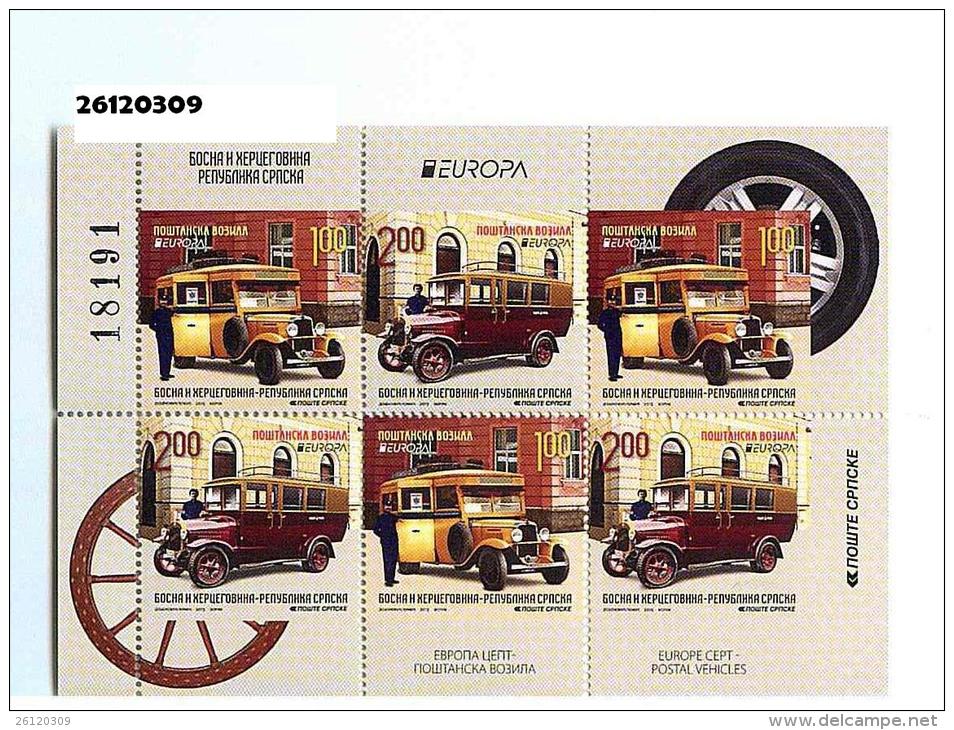 Bosnia Republika Srpska Administration 2013 EUROPA CEPT Postal Cars Vehicles Booklet - Bosnia And Herzegovina