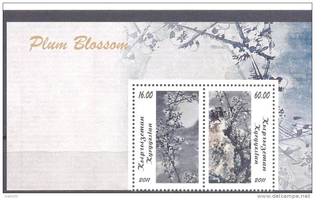 2011. Kyrgyzstan, Plum Blossom, 2v Perforated, Mint/** - Kirghizistan