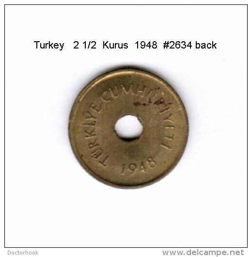 TURKEY    2 1/2  KURUS  1948   (KM # 885) - Turquie