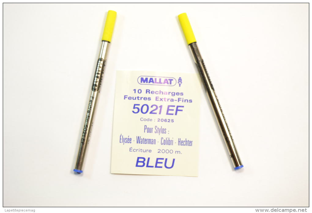 Recharge De Stylo MALLAT 5021 EF Code 20625 Pour Stylos Elysée, Waterman, Colibri, Hechter Ecriture Bleu 2000m - Penne