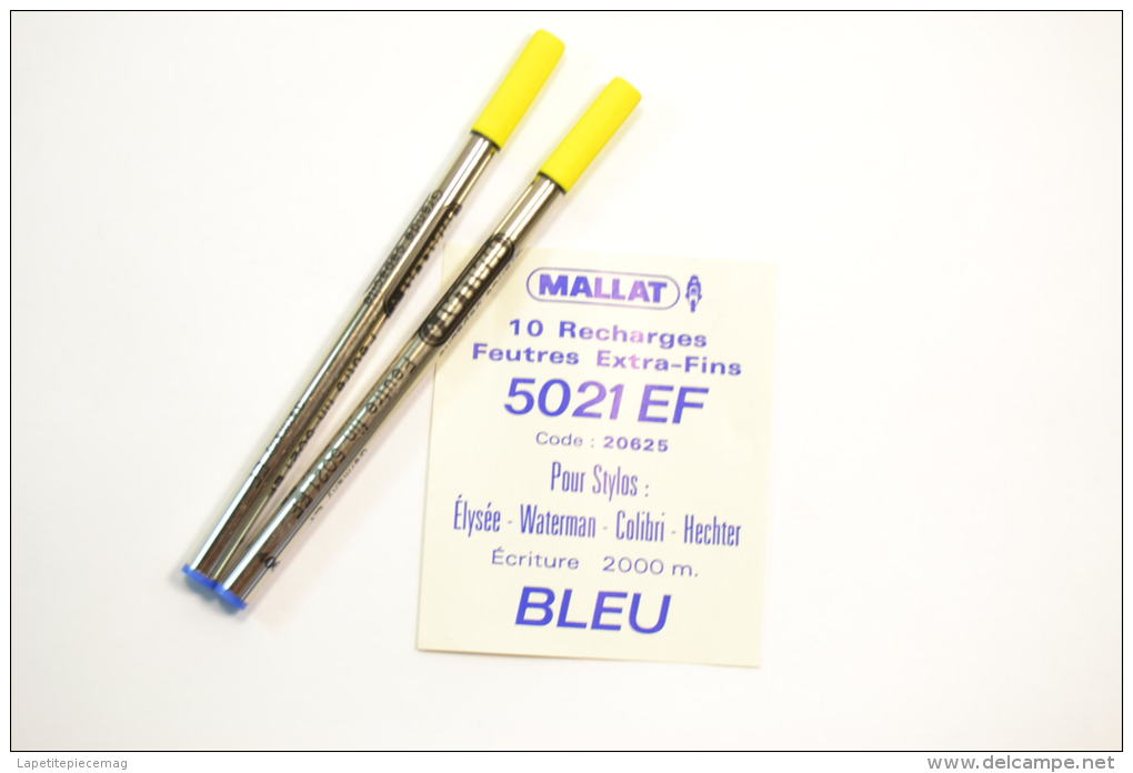 Recharge De Stylo MALLAT 5021 EF Code 20625 Pour Stylos Elysée, Waterman, Colibri, Hechter Ecriture Bleu 2000m - Stylos