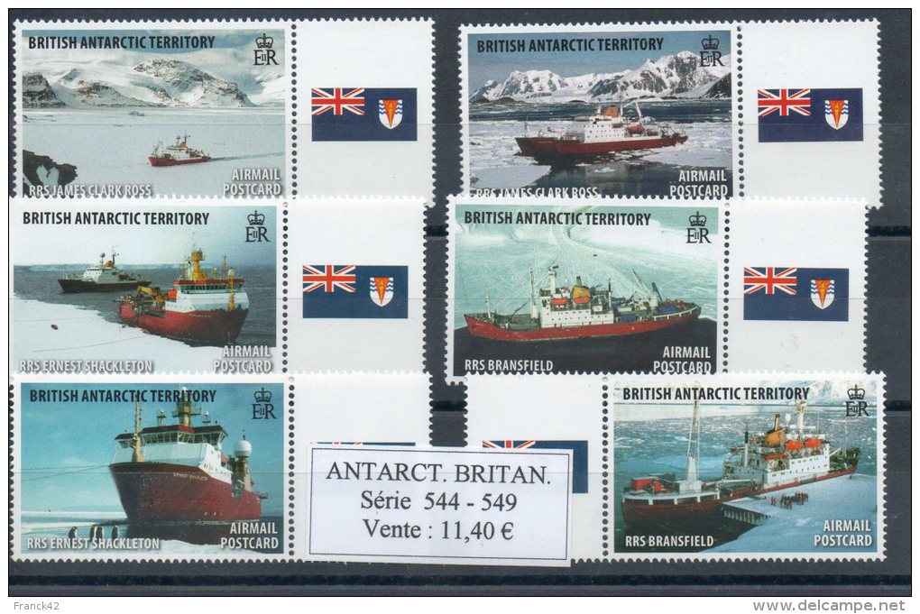 Antarctique Britannique. Airmail Postcards. Bateaux.  Serie Complete Neuve** - Neufs