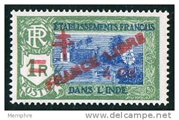 INDE ßurcharge «Croix De Lorraine Et FRANCE LIBRE» 4 Ca Sur 1R  Maury  250  **  Signé - Unused Stamps