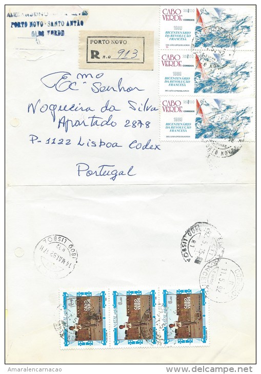 LETTRE RECOMMANDÉ - LETTER - CAP VERT - CAPE VERDE - TIMBRES - STAMPS - BI-CENTENAIRE REVOLUTON FRANÇAISE - RARE - Rivoluzione Francese