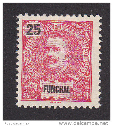 Funchal, Scott #20, Mint Hinged, King Carlos Overprinted, Issued 1899 - Funchal