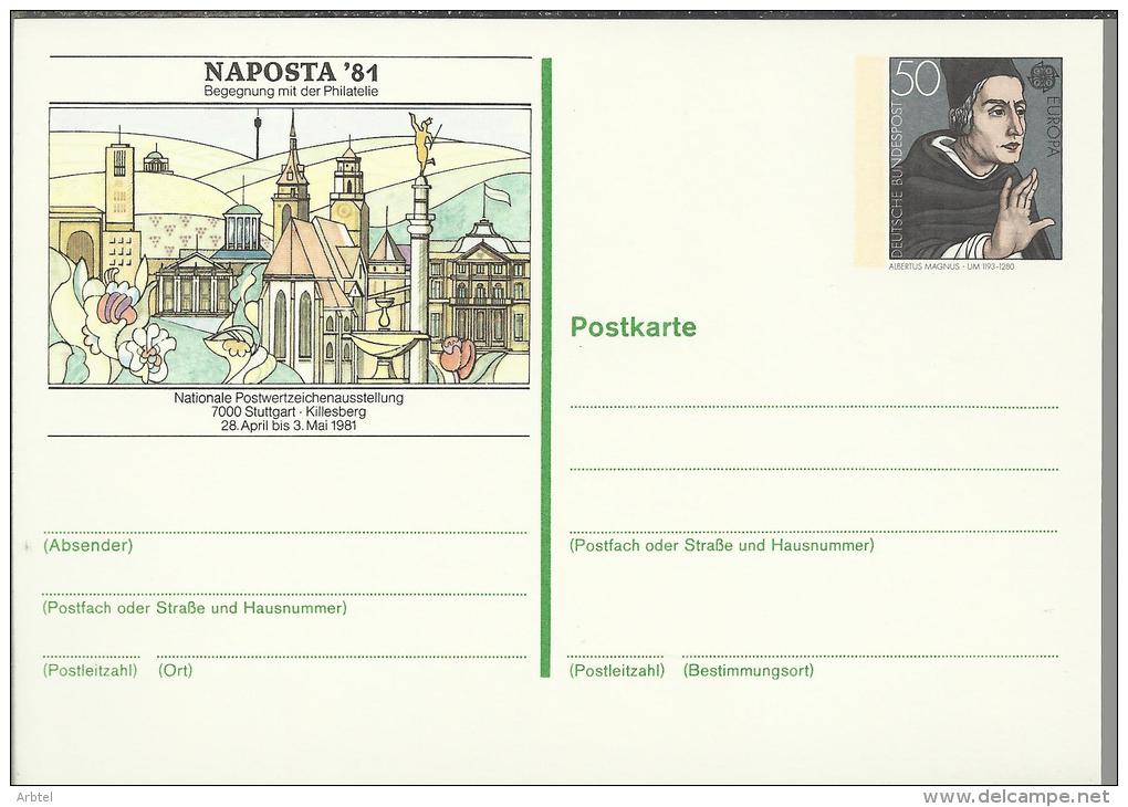 ALEMANIA ENTERO POSTAL STUTTGART NAPOSTA SAN ALBERTO MAGNO RELIGION TEOLOGIA - Theologians