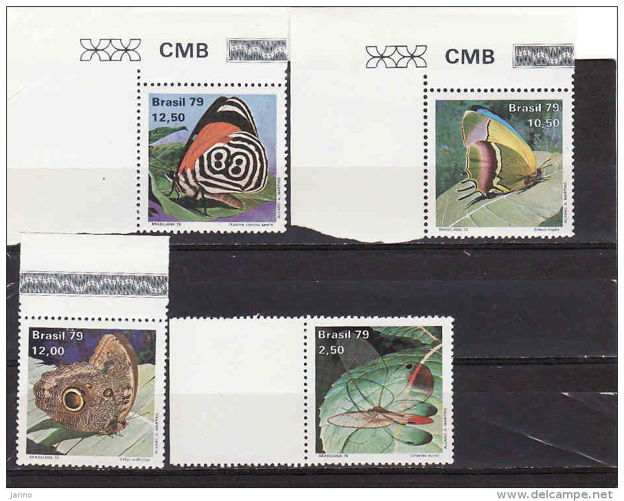 BRAZIL 1979,New** (Yv:1374/1377) Yv:6 Euro Exposition Philatélique Brasilia 79,Papillons - Unused Stamps