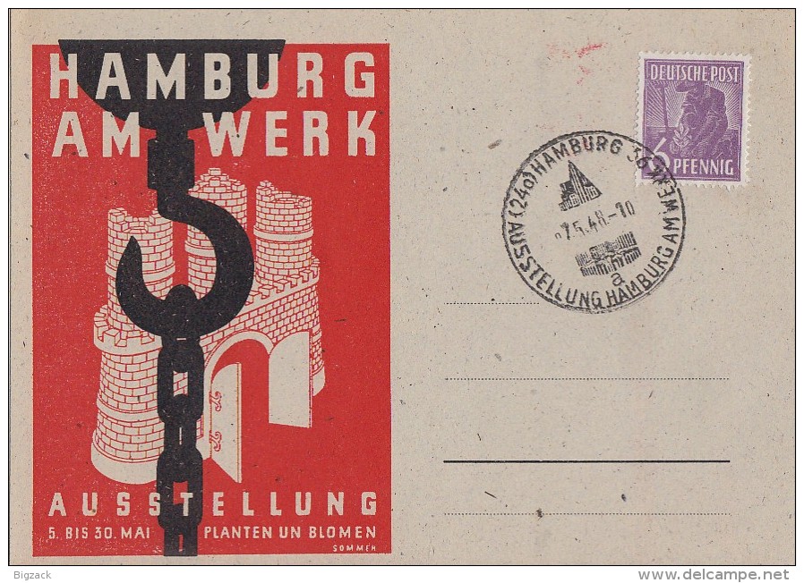 GG Sonderkarte Hamburg Am Werk EF Minr.944 SST Hamburg 7.5.48 - Sonstige & Ohne Zuordnung