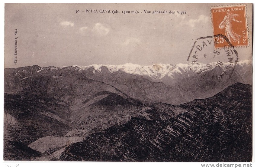 ALPES MARITIMES - PIERA-CAVA LE 9-5-1928 SUR 25c SEMEUSE. - Cachets Manuels