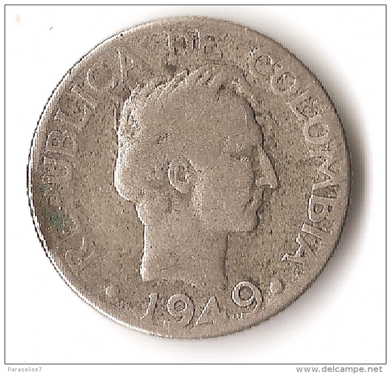 COLOMBIE  10  CENTAVOS 1949  ARGENT - Kolumbien