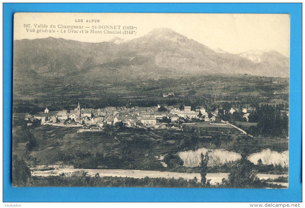 CP, 05, Vallée Du Champsaur, St-BONNET, Vue Générale - Le Drac Et Le Mont Chaillol, Ecrite En 1919 - Sonstige & Ohne Zuordnung