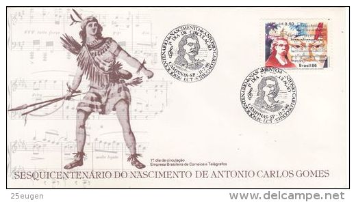 BRAZIL 1987 ANTONIO CARLOS GOMES  FDC - FDC