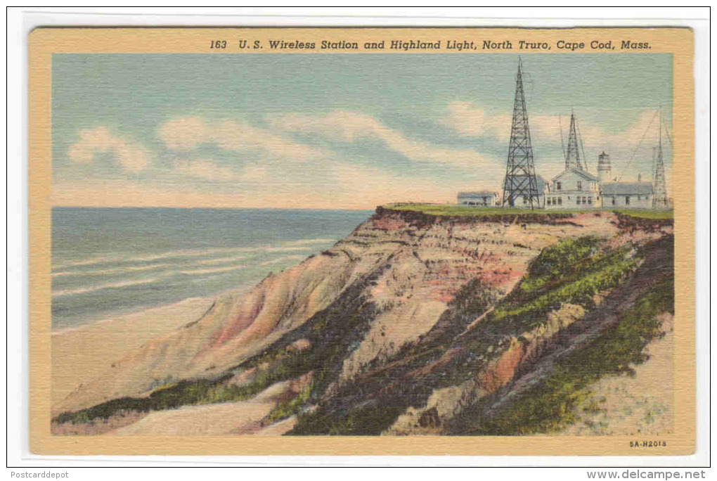 US WIreless Radio Station Tower Highland Lighthouse Truro Cape Cod Massachusetts Postcard - Cape Cod