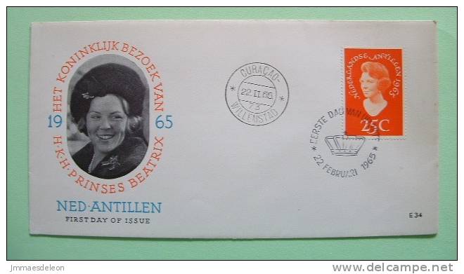 Netherlands Antilles (Curacao) 1965 FDC Cover - Princess Beatrix Of Holland - Crown Cancel - Antillen