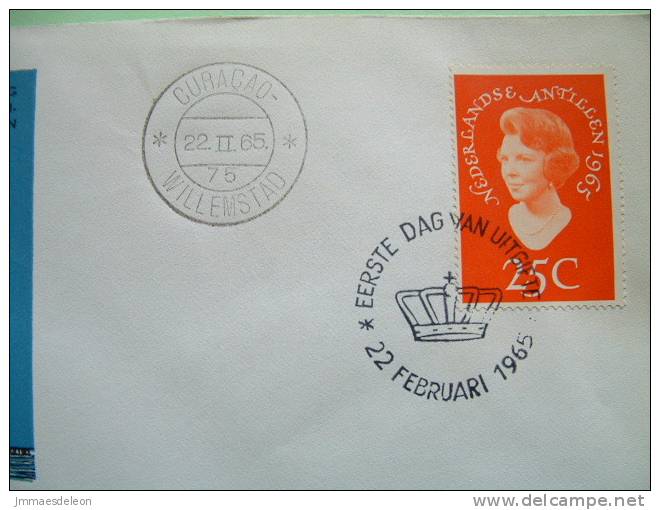 Netherlands Antilles (Curacao) 1965 FDC Cover - Princess Beatrix Of Holland - Crown Cancel - Castle - West Indies