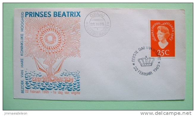Netherlands Antilles (Curacao) 1965 FDC Cover - Princess Beatrix Of Holland - Crown Cancel - Tree - West Indies