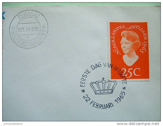 Netherlands Antilles (Curacao) 1965 FDC Cover - Princess Beatrix Of Holland - Crown Cancel - Tree - Antilles