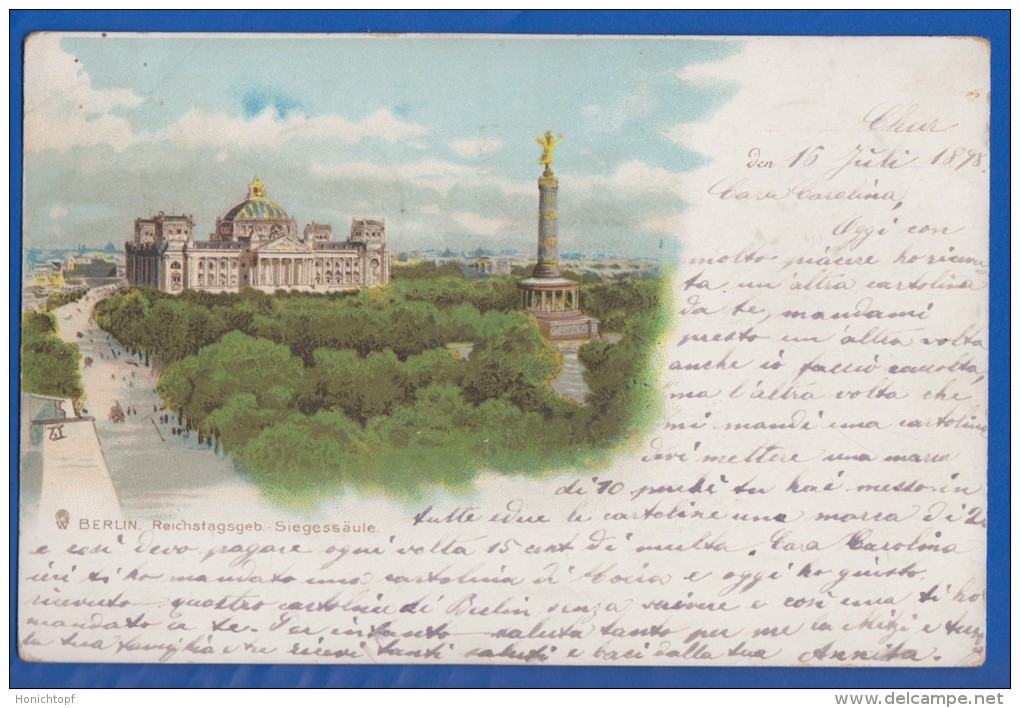 Deutschland; Berlin; Tiergarten; Reichstagsgebäude; 1898; Litho - Tiergarten