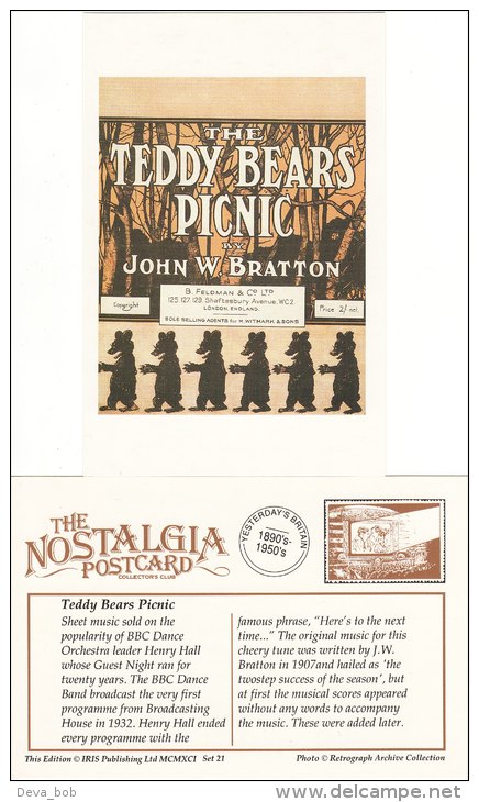 Postcard The Teddy Bears Picnic John W Bratton Sheet Music BBC Dance Band Repro - Music And Musicians