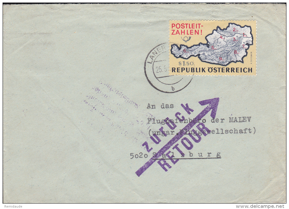 1966 - ENVELOPPE De TUX-ZILLERTAL Pour SALZBOURG Avec "ADRESSE INSUFFISANTE" => RETOUR - Maschinenstempel (EMA)