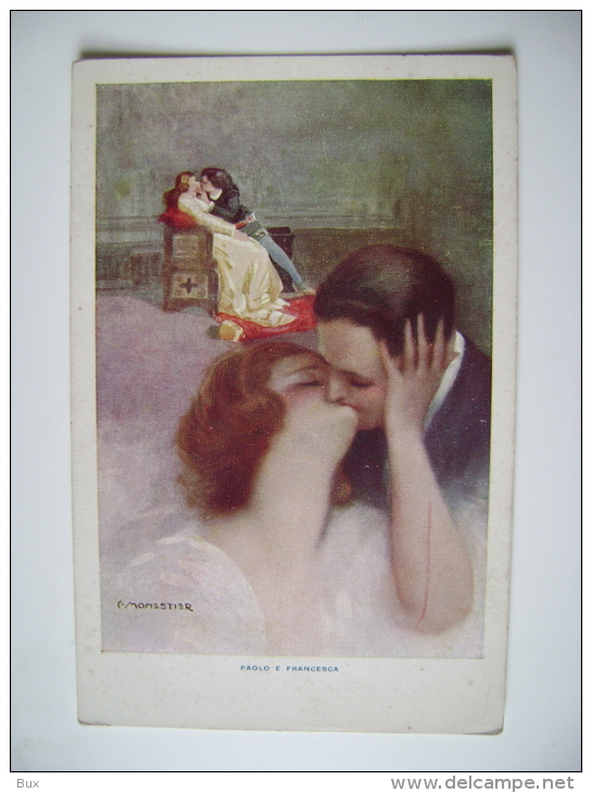 COPPIA  INNAMORATI   LOVE  CARD   MONESTIER   ILLUSTRATORE POSTCARD   UNUSED CONDITHION PHOTO - Monestier, C.