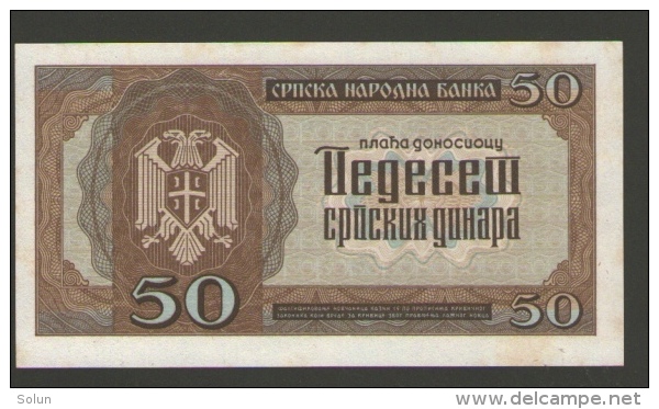 SERBIA 50  DINARA 1942 BANKNOTE - Serbie