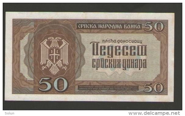SERBIA 50  DINARA 1942 BANKNOTE - Serbien