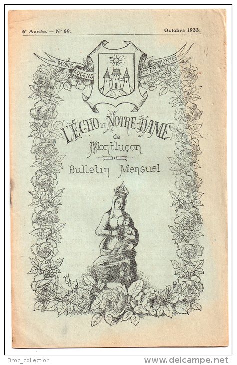 L´écho De Notre-Dame De Montluçon, Bulletin Mensuel, N° 69, Octobre 1933 - Bourbonnais