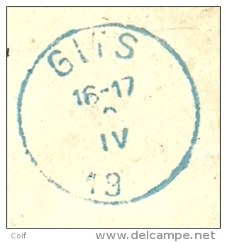 Kaart (Furnes) Met Blauwe Stempel GITS (19 Links) (noodstempel) - Fortune Cancels (1919)