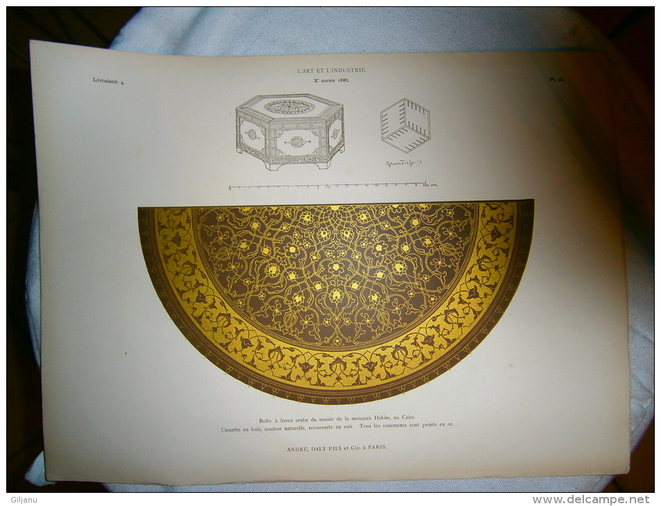 PLANCHE L ART ET L INDUSTRIE  BOITE A LIVRES ARABE  ANNEE 1886 - Other Plans