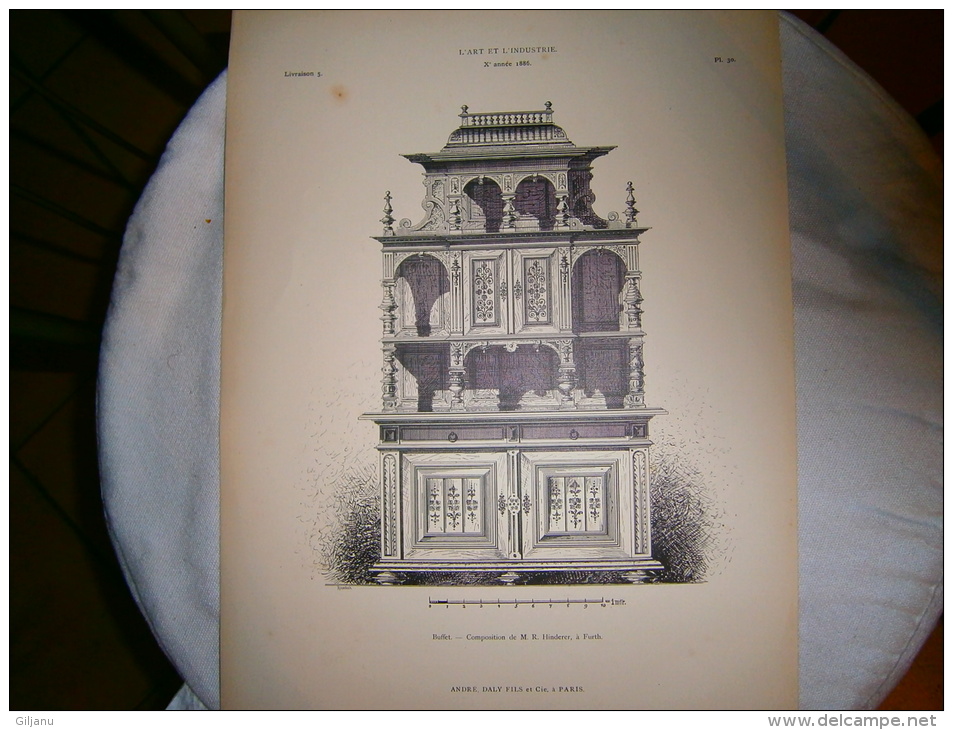 PLANCHE L ART ET L INDUSTRIE  BUFFET  ANNEE 1886 - Andere Pläne