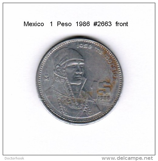 MEXICO    1  PESO  1986   (KM # 496) - Mexico