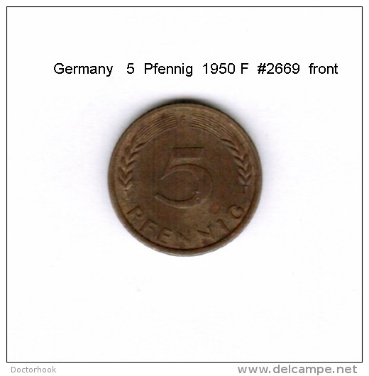 GERMANY    5  PFENNIG  1950 F   (KM # 107) - 5 Pfennig